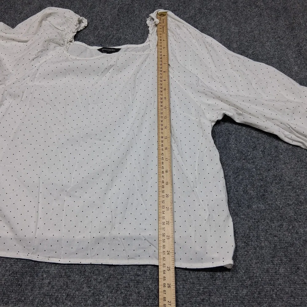 Banana Republic Size XL‎ Petite Women White Blouse Black Polka Dots